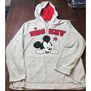 Wonderful World of Disney Mickey Mouse Hoodie Womens 2x Gray 1/4 Zip Vintage